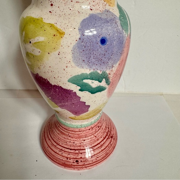 Vintage tall floral painted vase. Approx 11.5”H and 3.5” diameter across bottom. - Picture 4 of 13